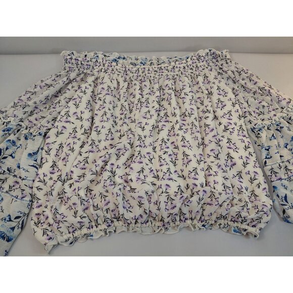 Free People Womens Off-The-Shoulder Floral Blouse - Picture 6 of 10